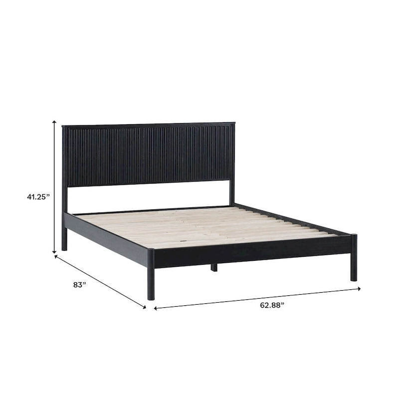 Lit Queen en bois massif de style transitionnel