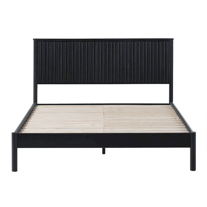 Lit Queen en bois massif de style transitionnel