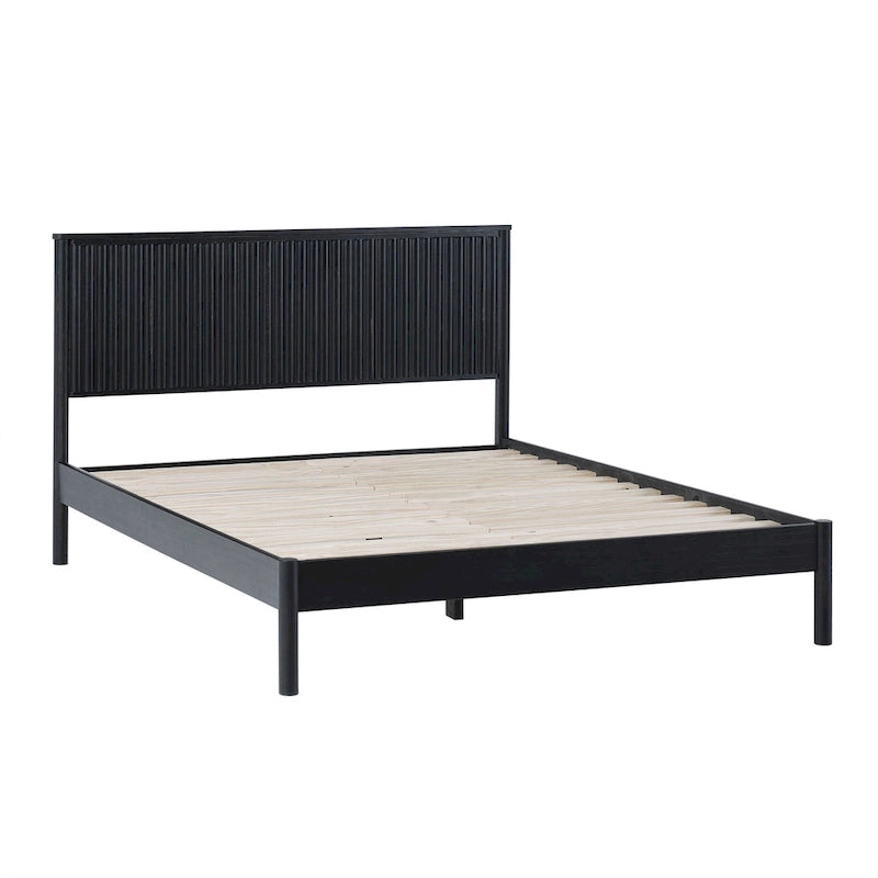 Lit Queen en bois massif de style transitionnel