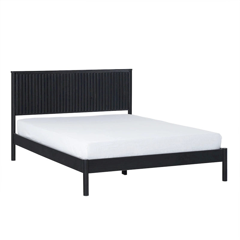 Lit Queen en bois massif de style transitionnel