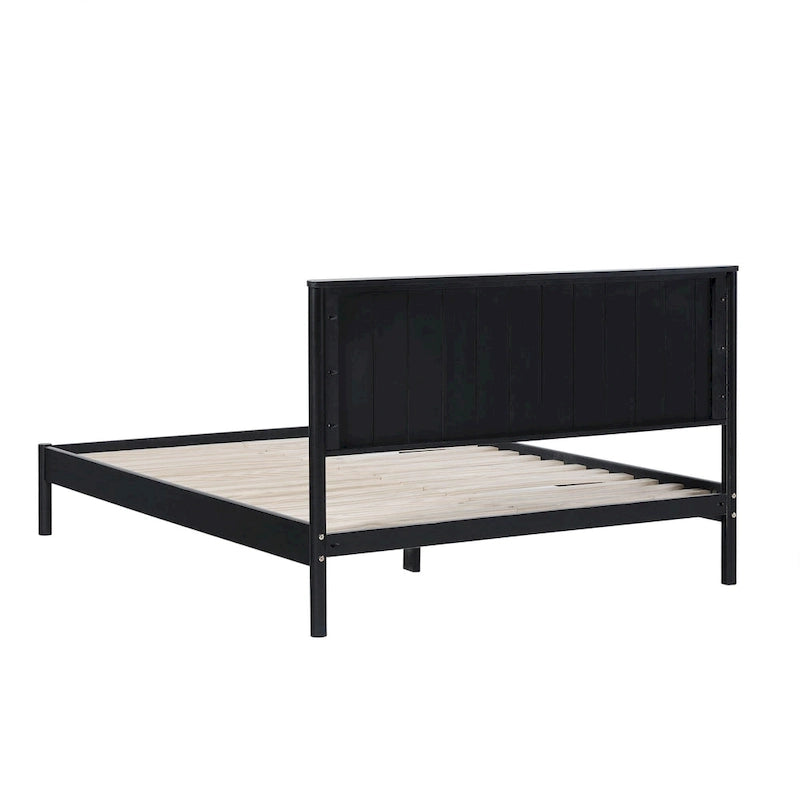 Lit Queen en bois massif de style transitionnel