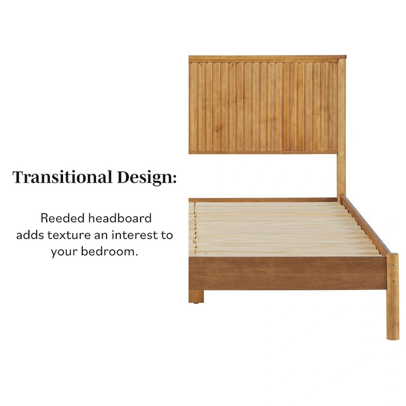 Lit Queen en bois massif de style transitionnel
