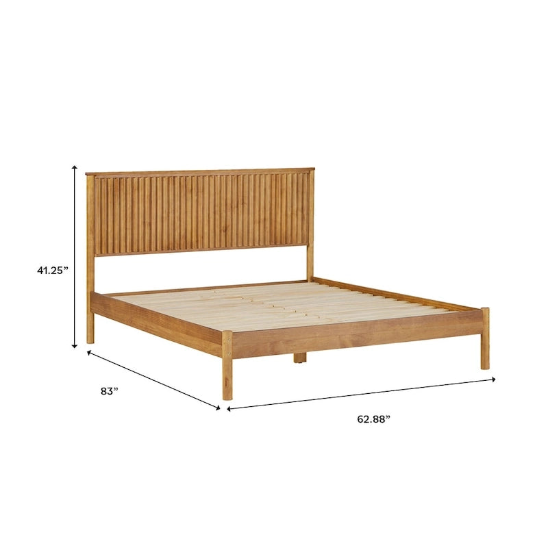 Lit Queen en bois massif de style transitionnel