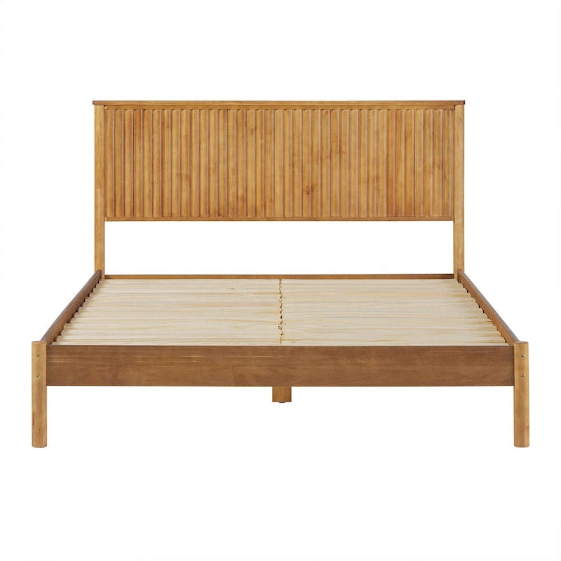 Lit Queen en bois massif de style transitionnel