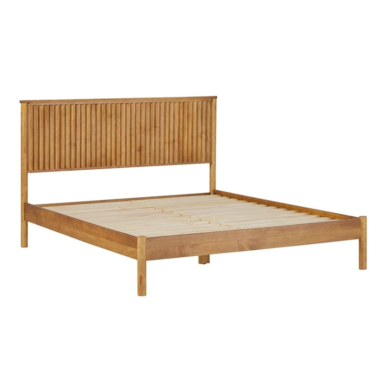 Lit Queen en bois massif de style transitionnel