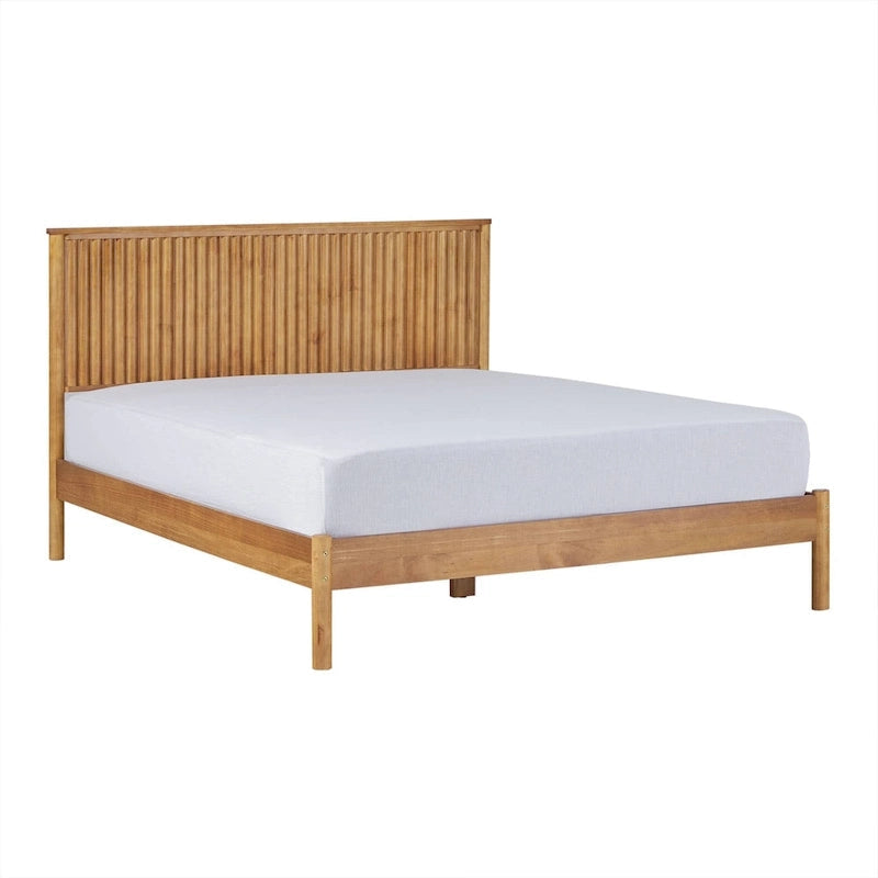 Lit Queen en bois massif de style transitionnel