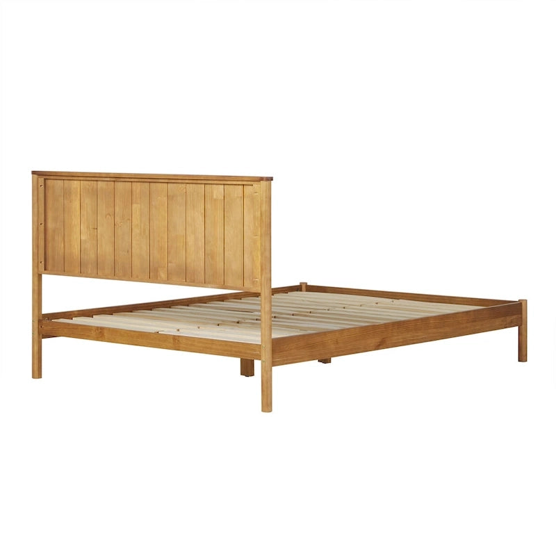 Lit Queen en bois massif de style transitionnel