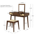 Meuble-lavabo Chantal Wood 2 tiroirs en rotin avec tabouret