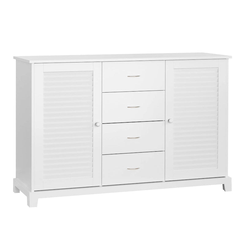 47Buffet de rangement moderne avec tiroirs et portes persiennes – Blanc – 47,25 L x 15,75 P x 31,5 H