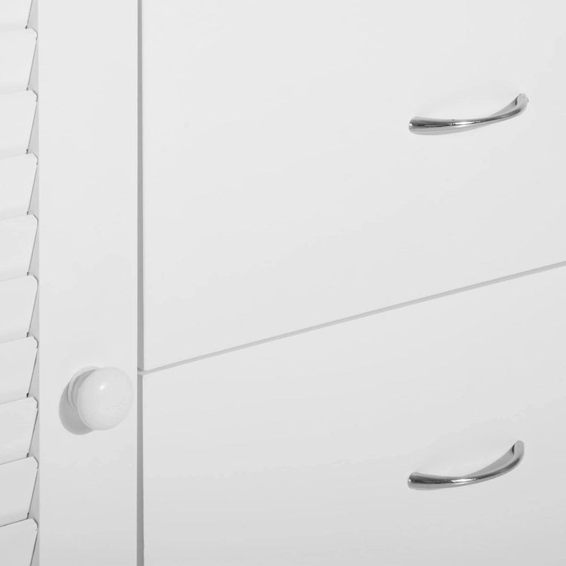 47Buffet de rangement moderne avec tiroirs et portes persiennes – Blanc – 47,25 L x 15,75 P x 31,5 H