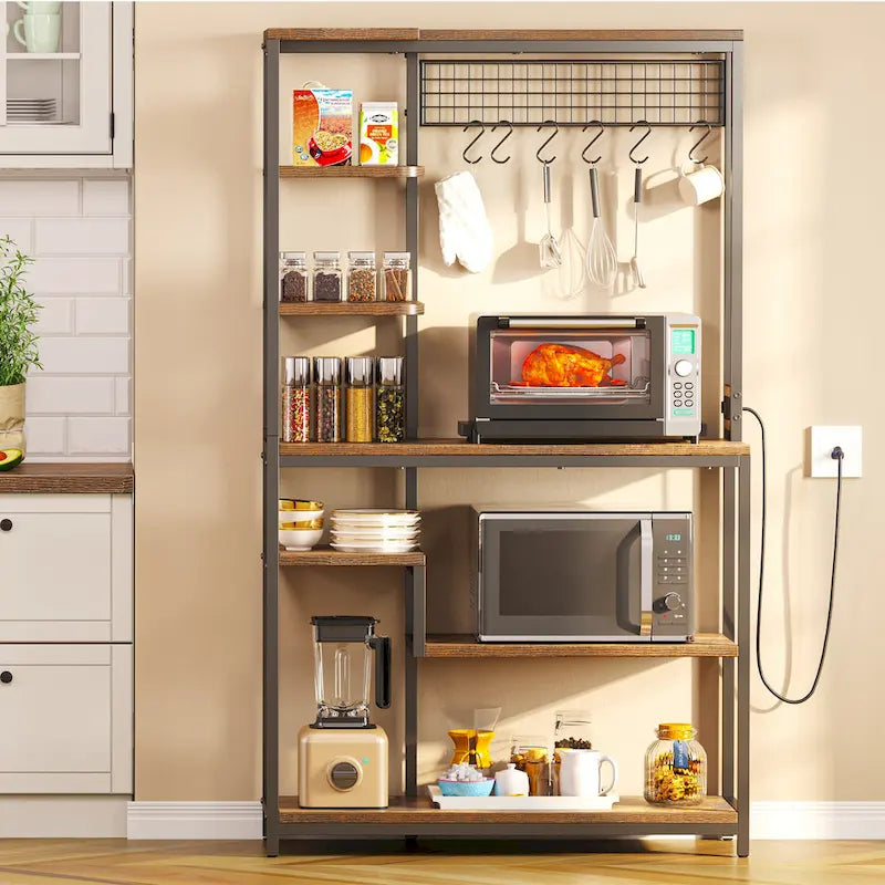 Étagère de Rangement pour Four à Micro-ondes de Cuisine avec Prise de Courant