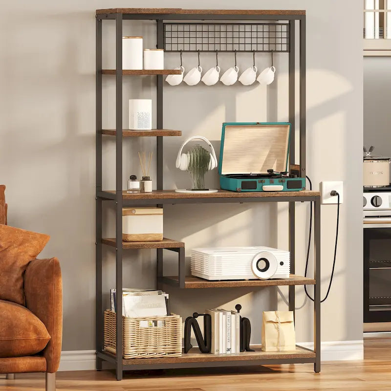 Étagère de Rangement pour Four à Micro-ondes de Cuisine avec Prise de Courant