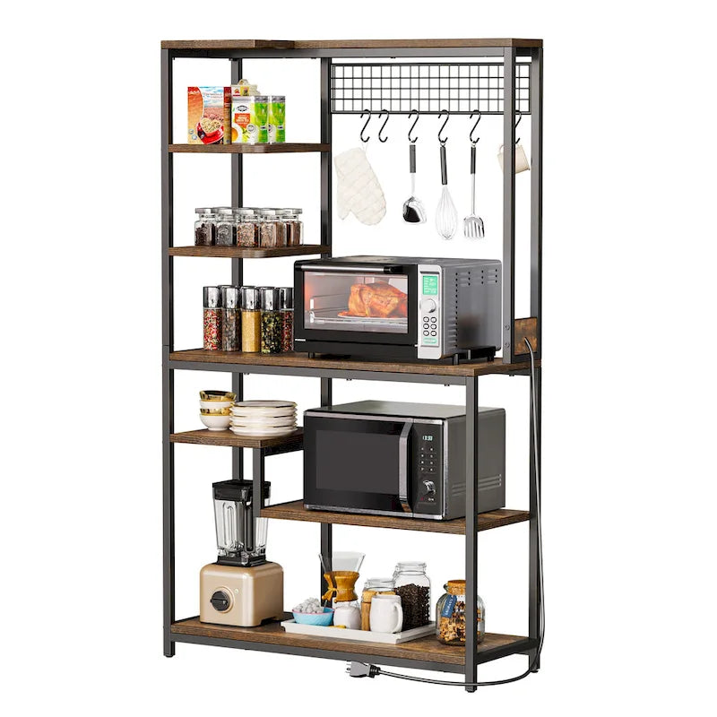 Étagère de Rangement pour Four à Micro-ondes de Cuisine avec Prise de Courant