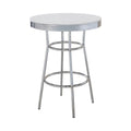 Table de bar ronde de 42 pouces, jupe côtelée, laque blanche brillante, style rétro