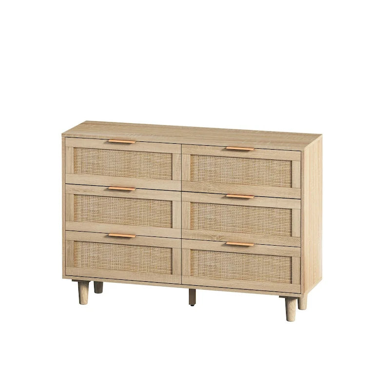 Meuble de rangement en rotin à 6 tiroirs - 43,31L x 15,75l x 29,53H