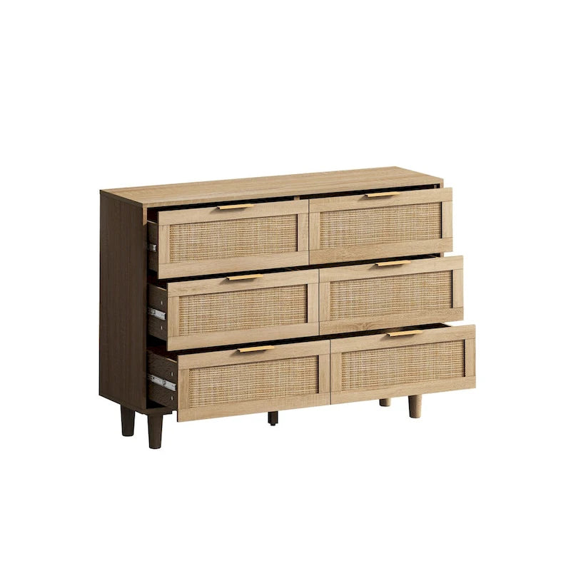 Meuble de rangement en rotin à 6 tiroirs - 43,31L x 15,75l x 29,53H