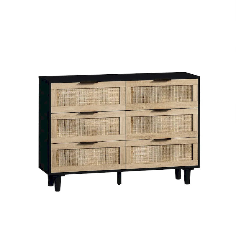 Meuble de rangement en rotin à 6 tiroirs - 43,31L x 15,75l x 29,53H
