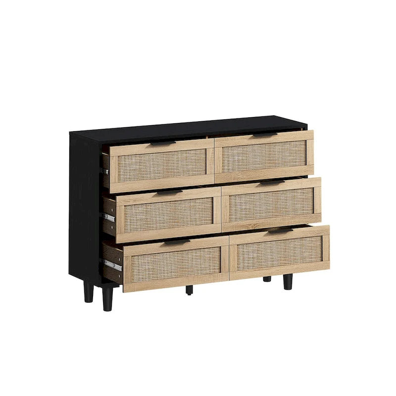 Meuble de rangement en rotin à 6 tiroirs - 43,31L x 15,75l x 29,53H