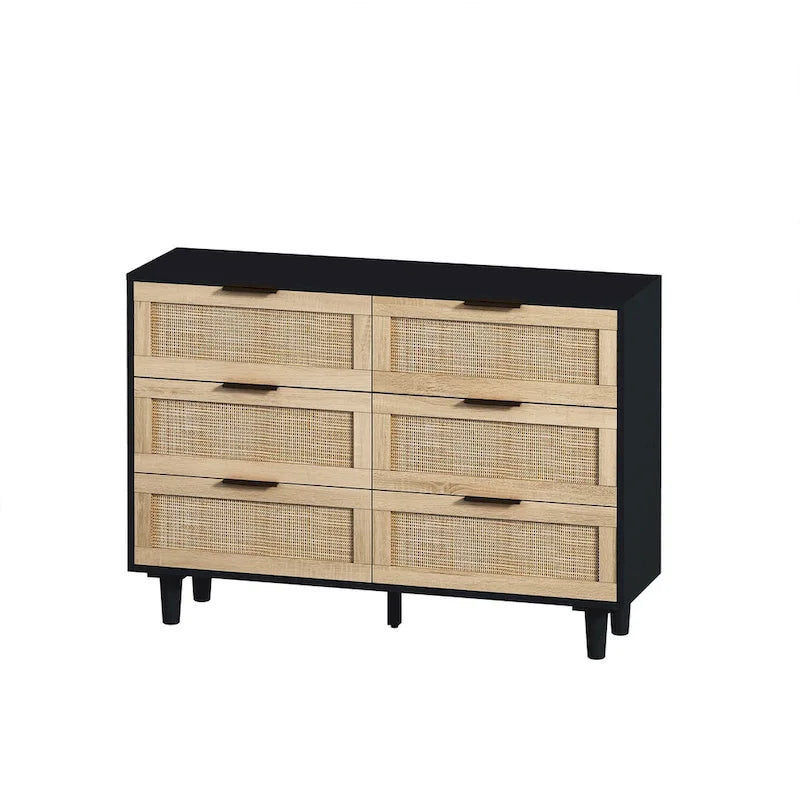 Meuble de rangement en rotin à 6 tiroirs - 43,31L x 15,75l x 29,53H
