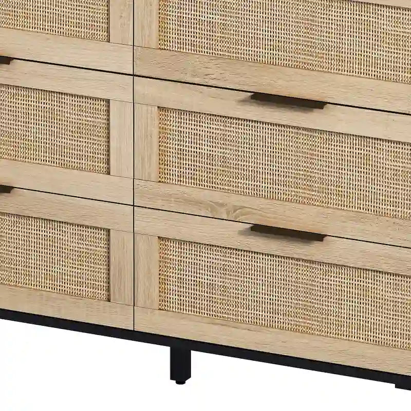 Meuble de rangement en rotin à 6 tiroirs - 43,31L x 15,75l x 29,53H