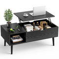 Tables basses de rangement en bois avec plateau relevable et compartiment caché, petite table à manger pour salon ou bureau