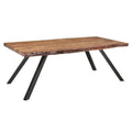 Table à manger Isla en bois d'acacia de 80 pouces, bords bruts, marron, noir
