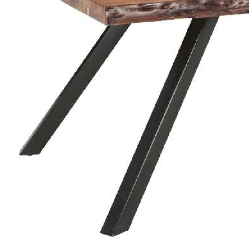 Table à manger Isla en bois d'acacia de 80 pouces, bords bruts, marron, noir