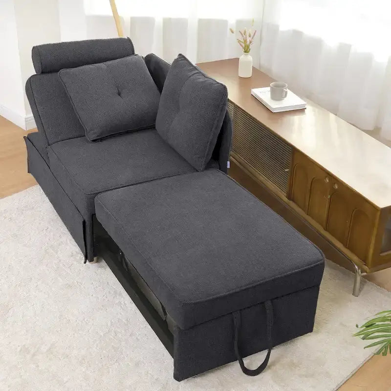 Canapé pliant multifonction 4 en 1 avec lit pliant, futon simple et 2 coussins décoratifs
