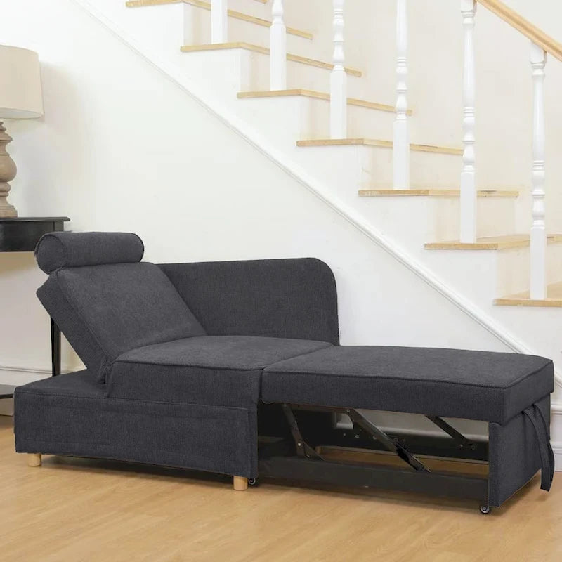 Canapé pliant multifonction 4 en 1 avec lit pliant, futon simple et 2 coussins décoratifs