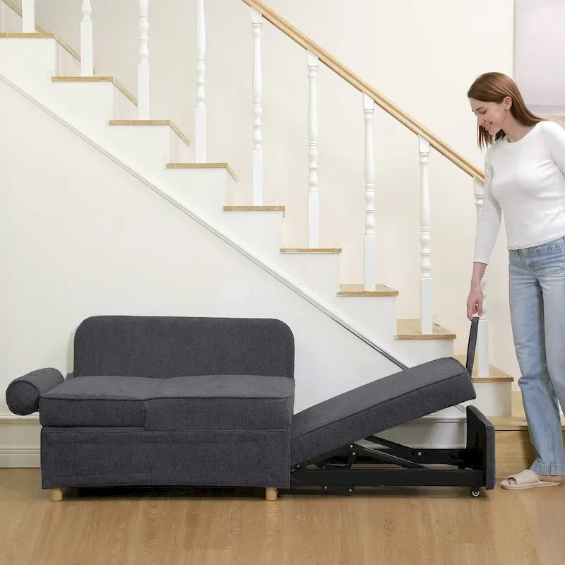 Canapé pliant multifonction 4 en 1 avec lit pliant, futon simple et 2 coussins décoratifs