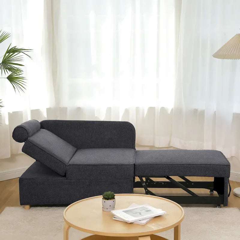 Canapé pliant multifonction 4 en 1 avec lit pliant, futon simple et 2 coussins décoratifs