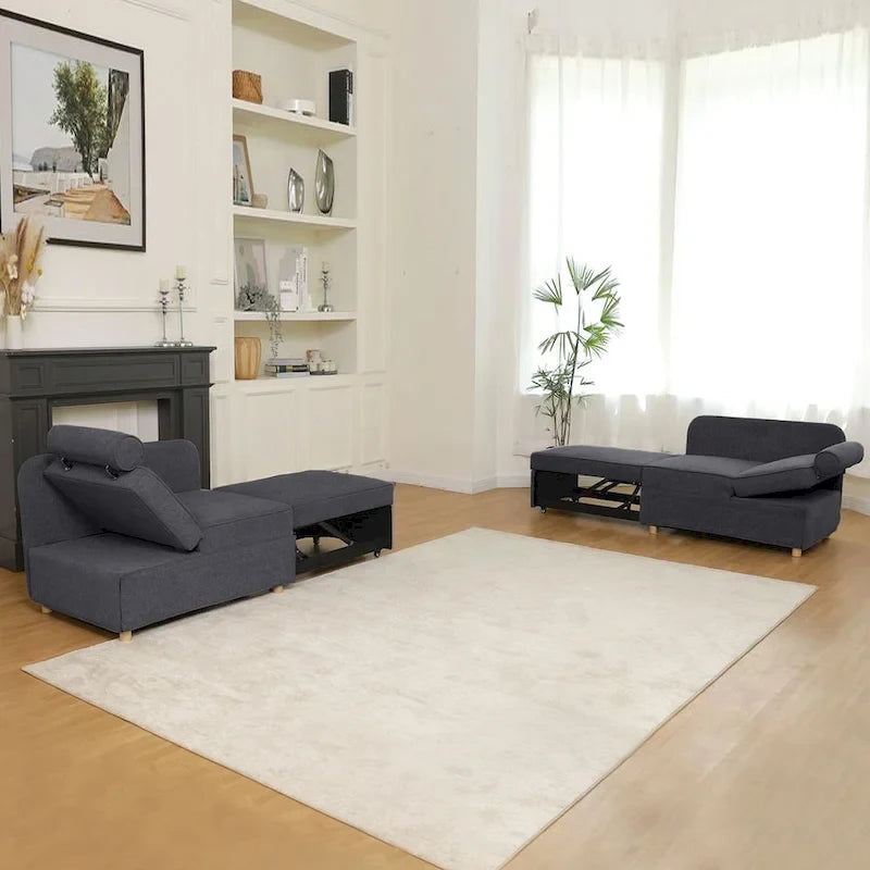 Canapé pliant multifonction 4 en 1 avec lit pliant, futon simple et 2 coussins décoratifs