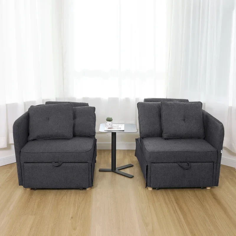 Canapé pliant multifonction 4 en 1 avec lit pliant, futon simple et 2 coussins décoratifs