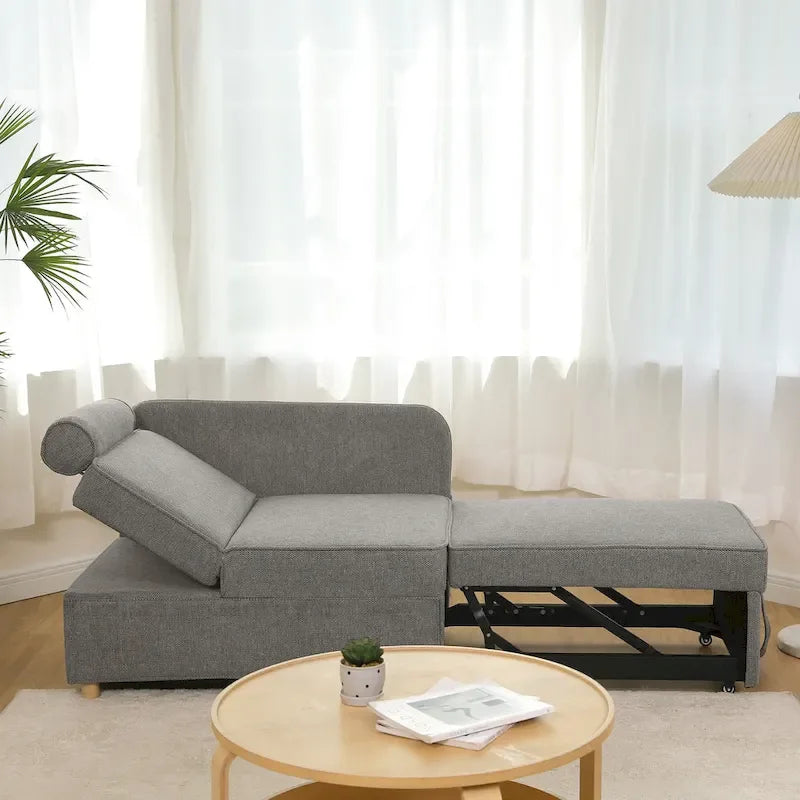Canapé pliant multifonction 4 en 1 avec lit pliant, futon simple et 2 coussins décoratifs