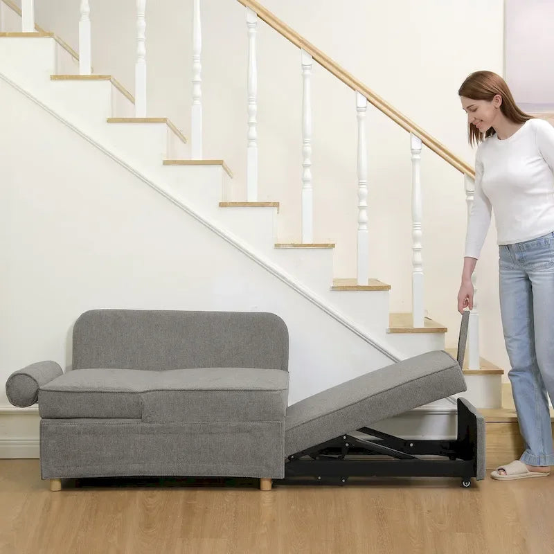 Canapé pliant multifonction 4 en 1 avec lit pliant, futon simple et 2 coussins décoratifs