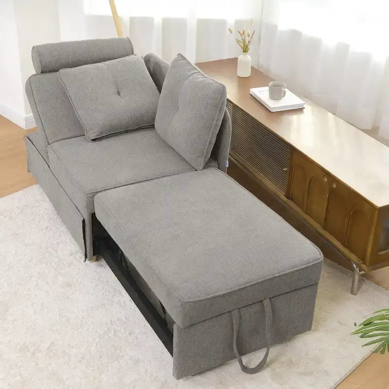 Canapé pliant multifonction 4 en 1 avec lit pliant, futon simple et 2 coussins décoratifs