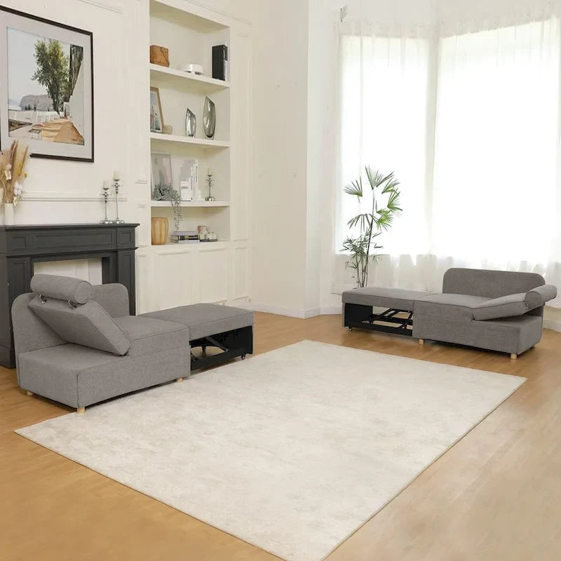 Canapé pliant multifonction 4 en 1 avec lit pliant, futon simple et 2 coussins décoratifs