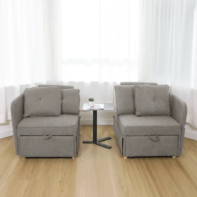 Canapé pliant multifonction 4 en 1 avec lit pliant, futon simple et 2 coussins décoratifs