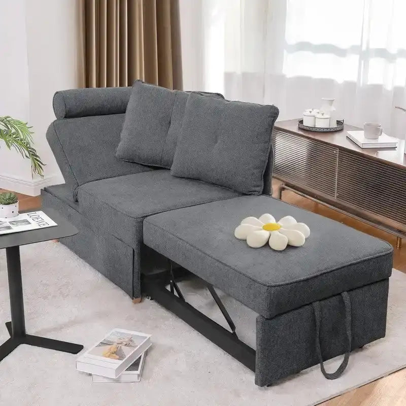 Canapé pliant multifonction 4 en 1 avec lit pliant, futon simple et 2 coussins décoratifs