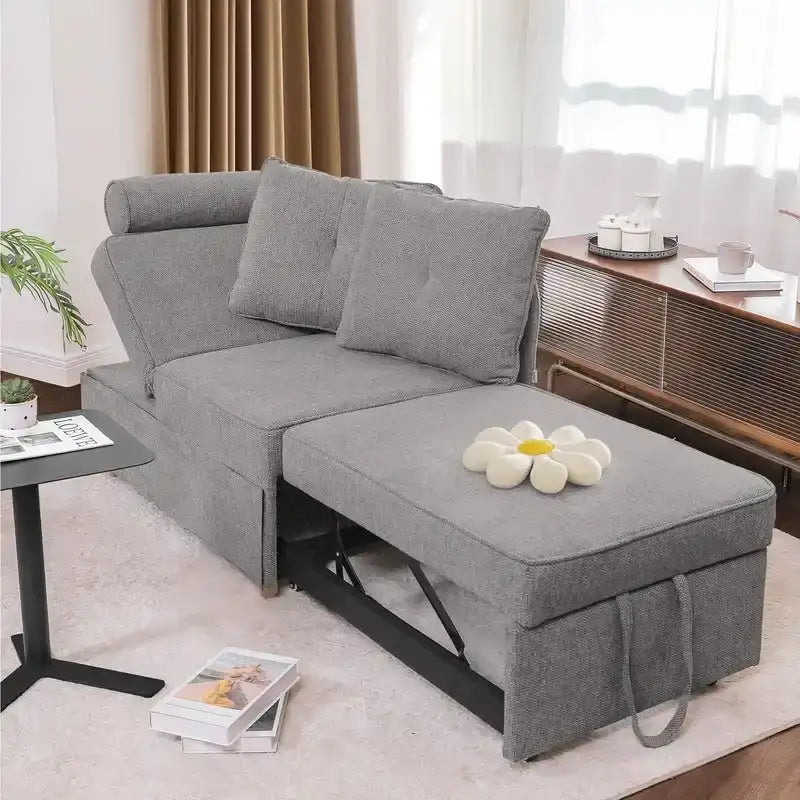 Canapé pliant multifonction 4 en 1 avec lit pliant, futon simple et 2 coussins décoratifs