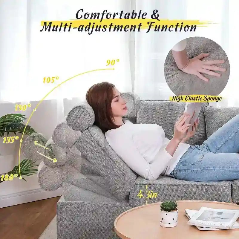 Canapé pliant multifonction 4 en 1 avec lit pliant, futon simple et 2 coussins décoratifs