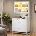Meuble de rangement avec serrure, 2 tiroirs pour dossiers et station de charge