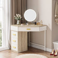 Coiffeuse d'angle en bois/métal petite table de maquillage avec 4 tiroirs - S.O.
