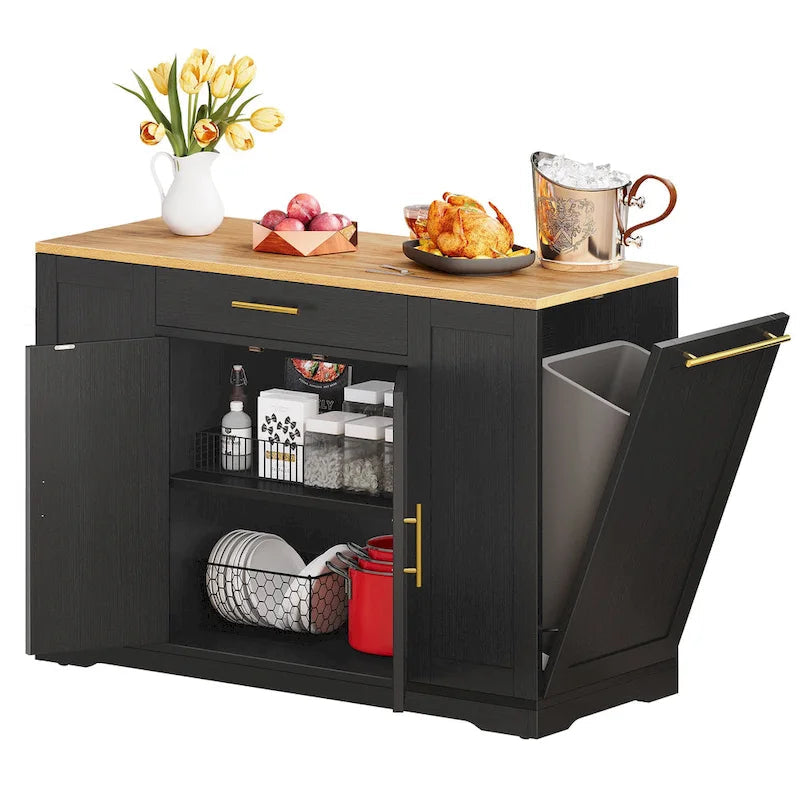 Chariot de cuisine roulant portable de 53 pouces, îlot de cuisine mobile