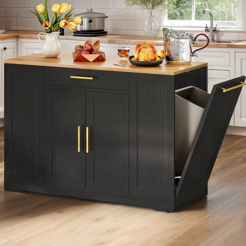 Chariot de cuisine roulant portable de 53 pouces, îlot de cuisine mobile